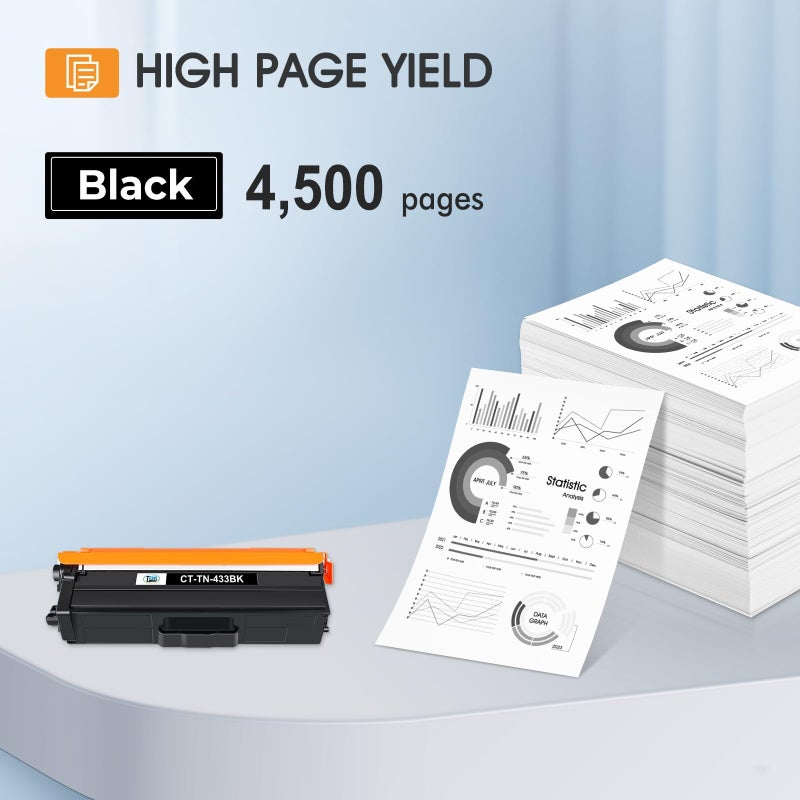 Cool Toner TN433BK TN433 Black Compatible Toner Cartridge Replacement for Brother TN433BK TN433 TN431BK TN-433 for Brother MFC-L8900Cdw HL-L8360Cdw HL-L8260Cdw HL-L8360Cdwt 8900Cdw Printer Ink 2 Pack - Image 3
